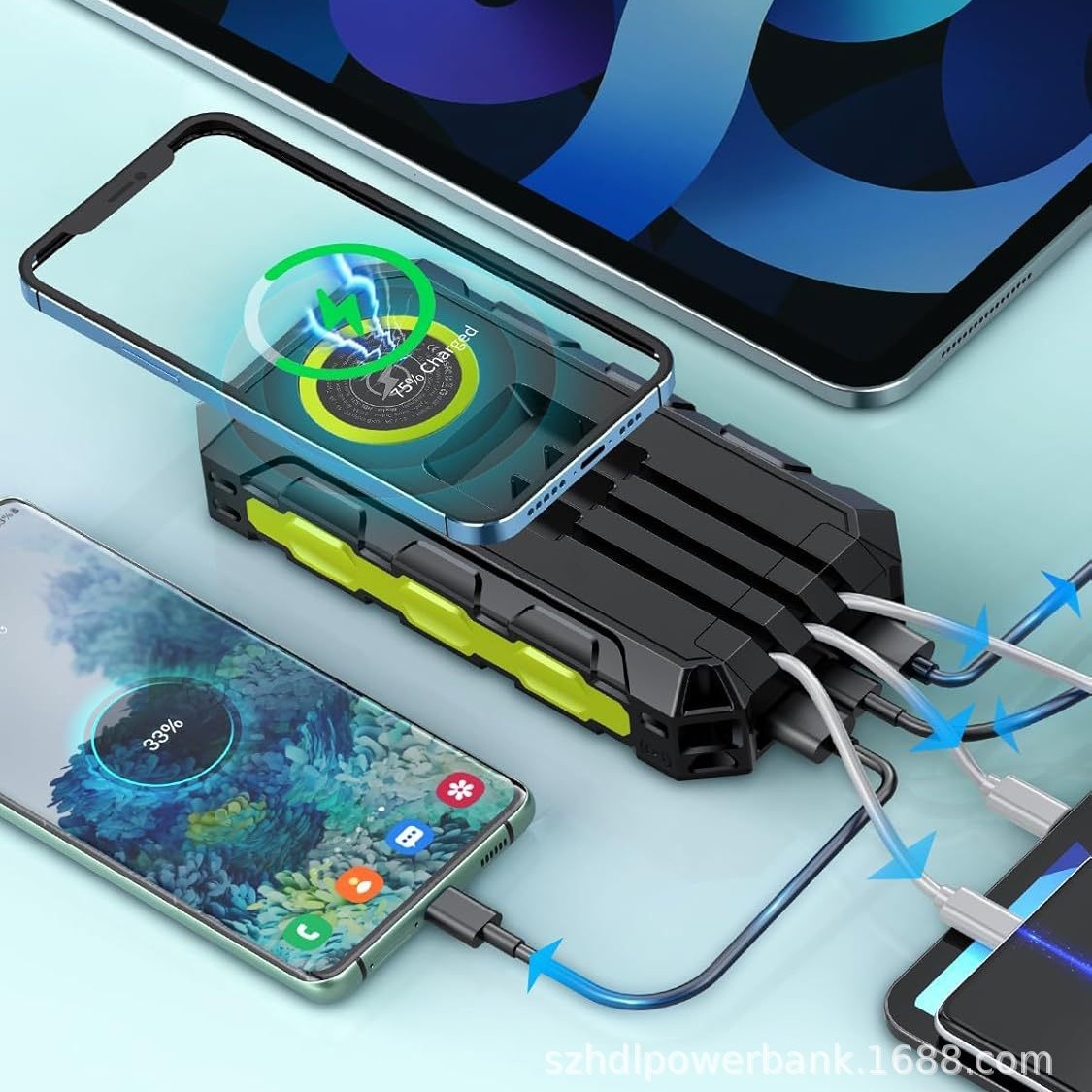 30000mAh Power Bank Waterproof - Solar Charger Panel Foldable 评论和价格