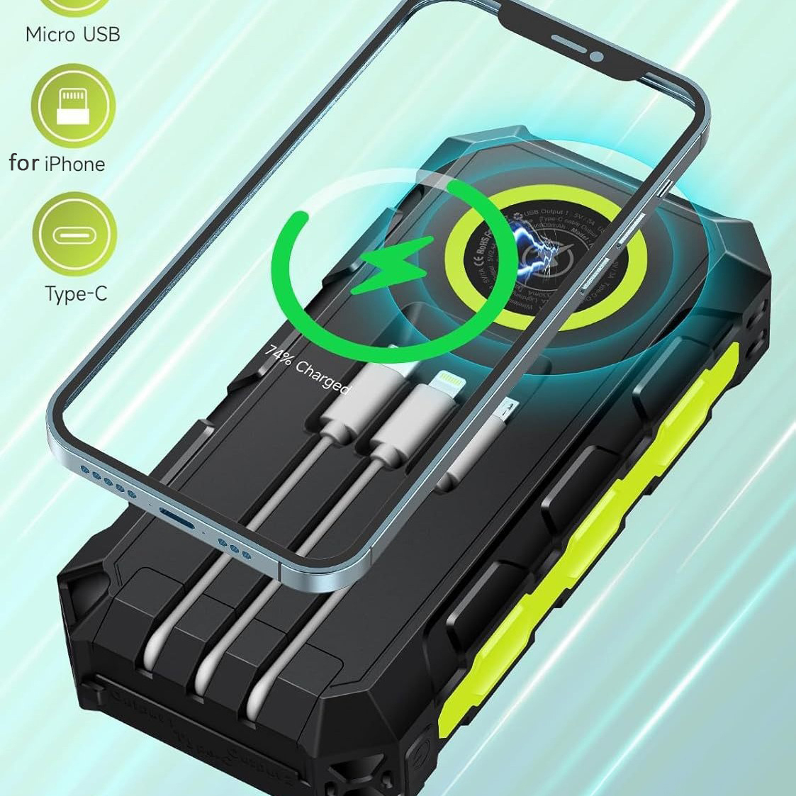 30000mAh Power Bank Waterproof - Solar Charger Panel Foldable 评论和价格