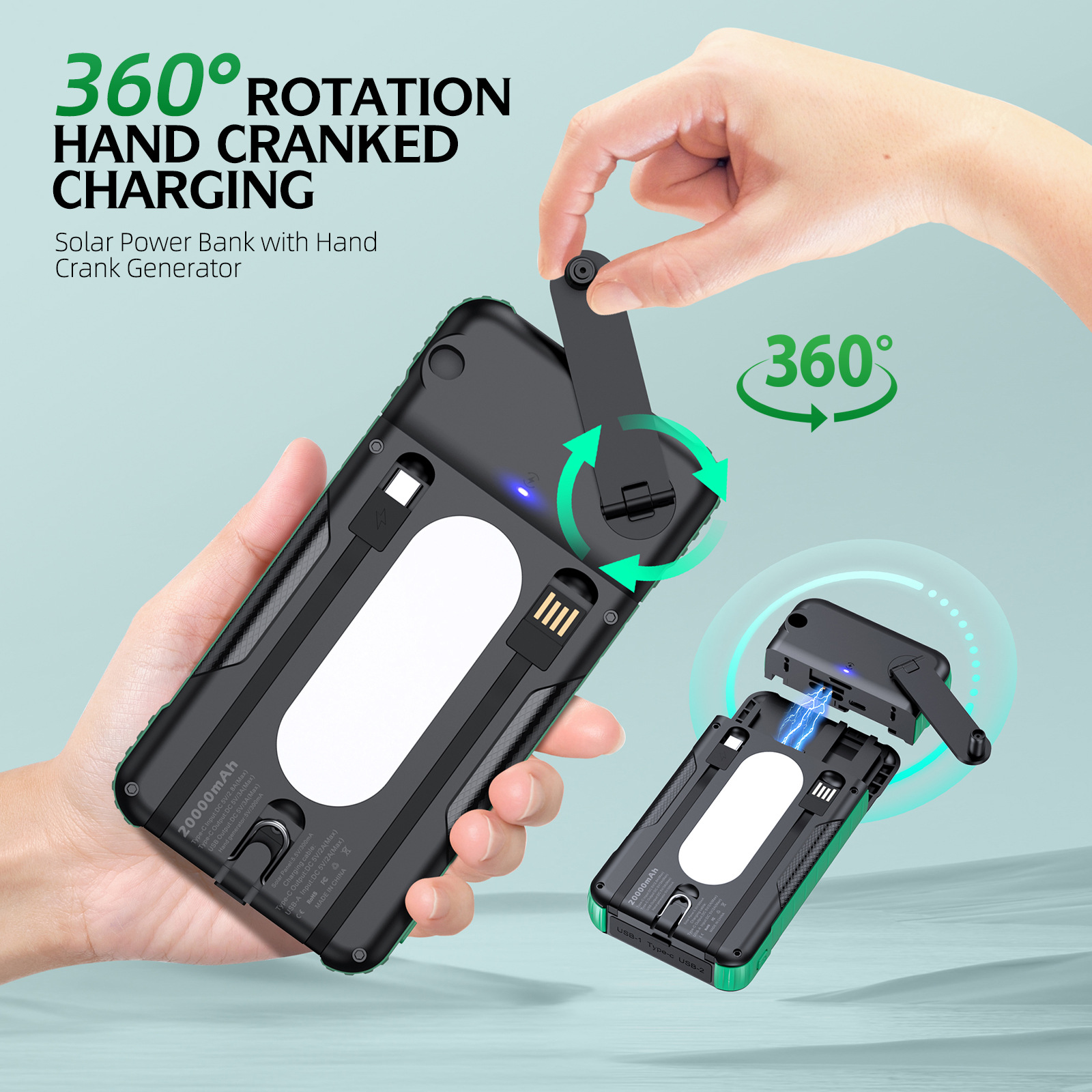 Hand Crank Solar Power Bank Ou - Solar Charger Panel Foldable 评论和价格