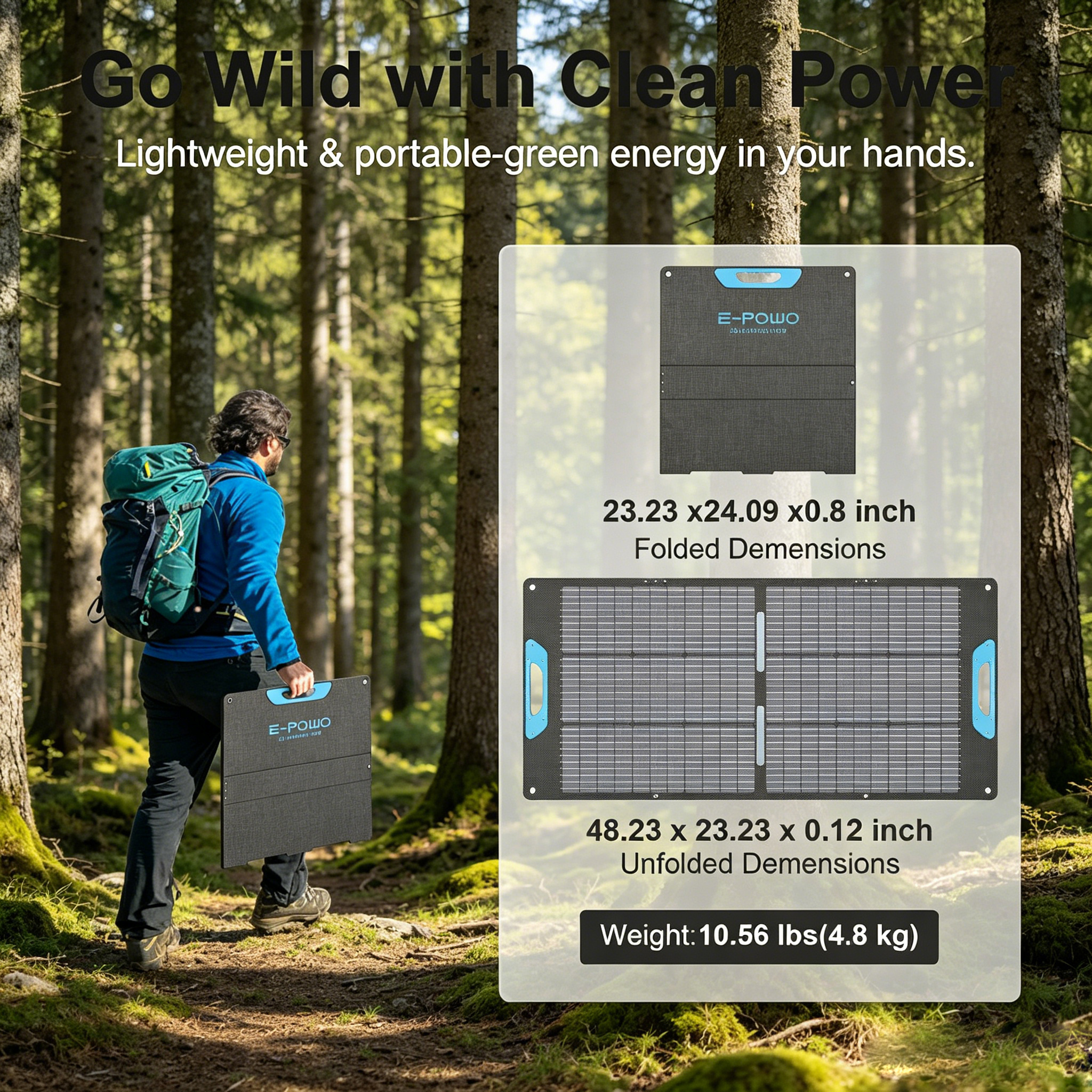 E-POWO 110W/220w Portable Sola - Solar Charger Panel Foldable 评论和价格
