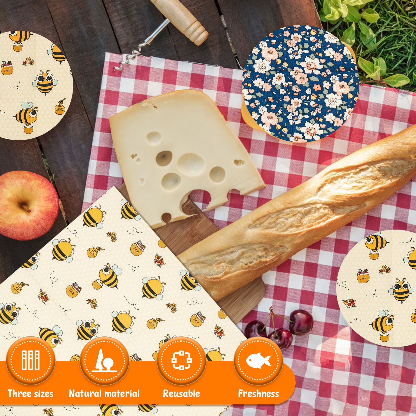 9Pcs Beeswax Food Wraps 3 Size - Beeswax Wrap Reusable 评论和价格