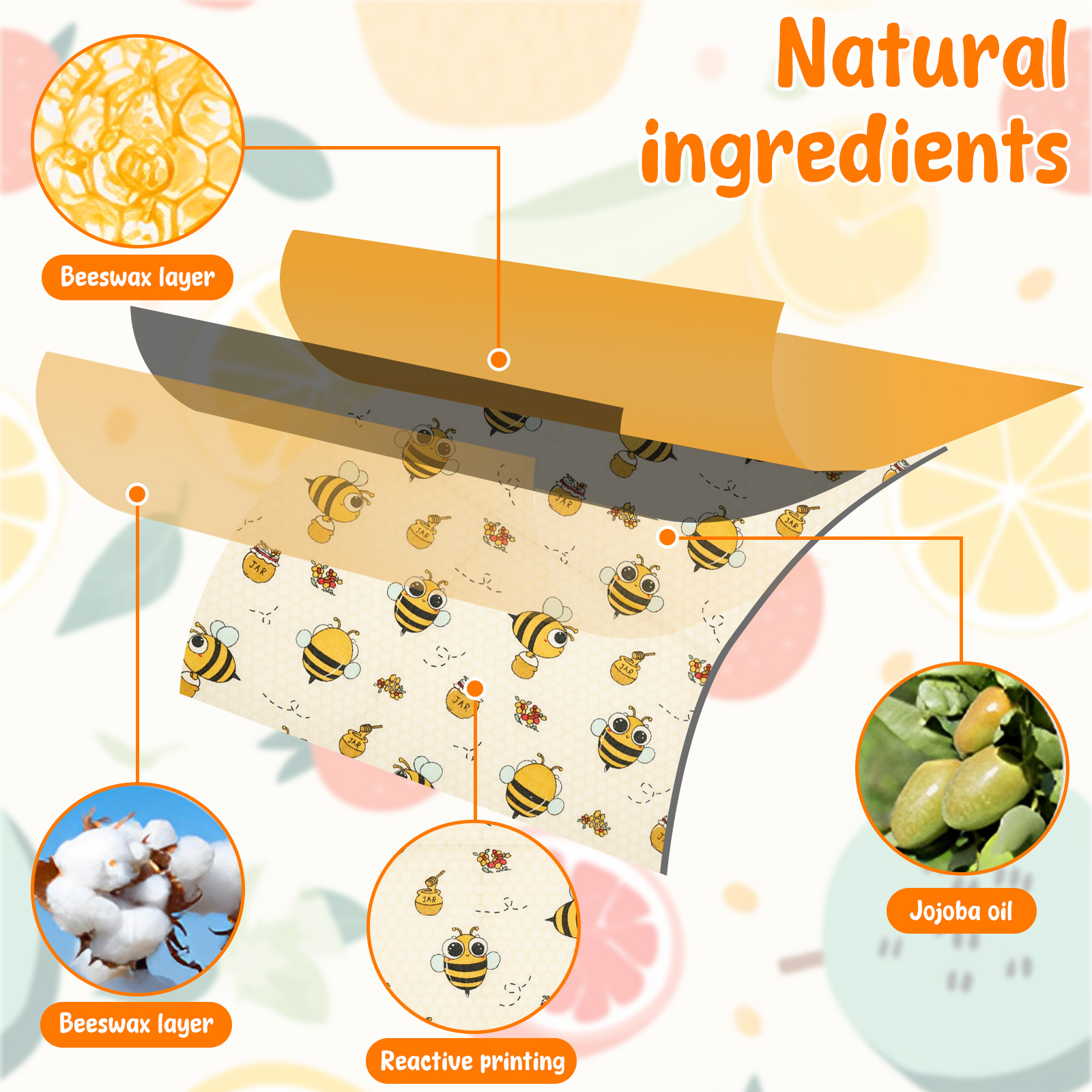 9Pcs Beeswax Food Wraps 3 Size - Beeswax Wrap Reusable 评论和价格