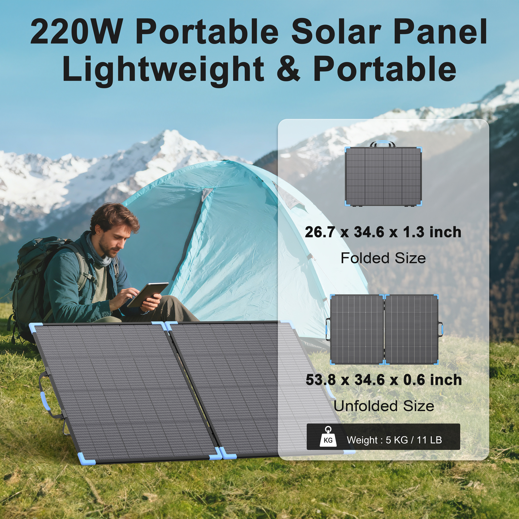 E-POWO 20V Bifacial Solar Pane - Solar Charger Panel Foldable 评论和价格