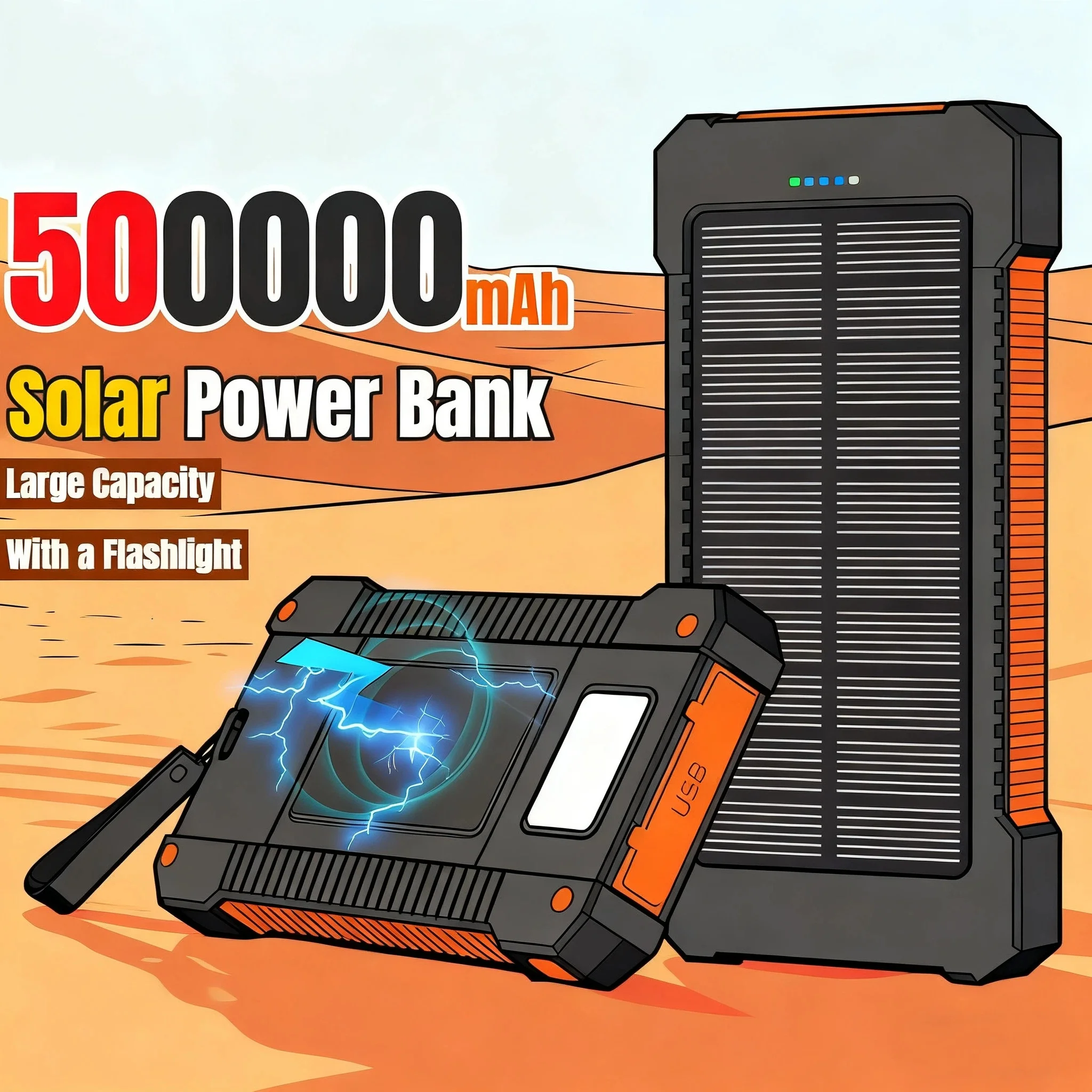 500000mAh Waterproof Outdoor S - Solar Charger Panel Foldable 评论和价格